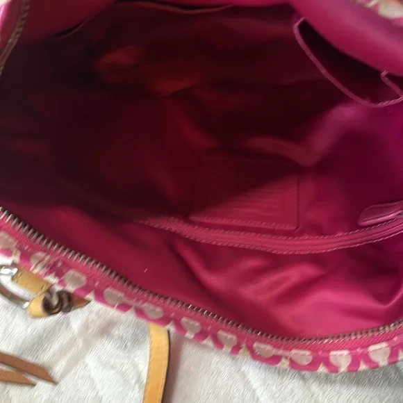 COACH Op Art Jacquard Pink Two Way Shoulder Bag and Crossbody Combo - Picture 13 of 16